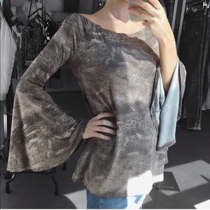 Lola & Sophie Brown Printed Off Shoulder Top